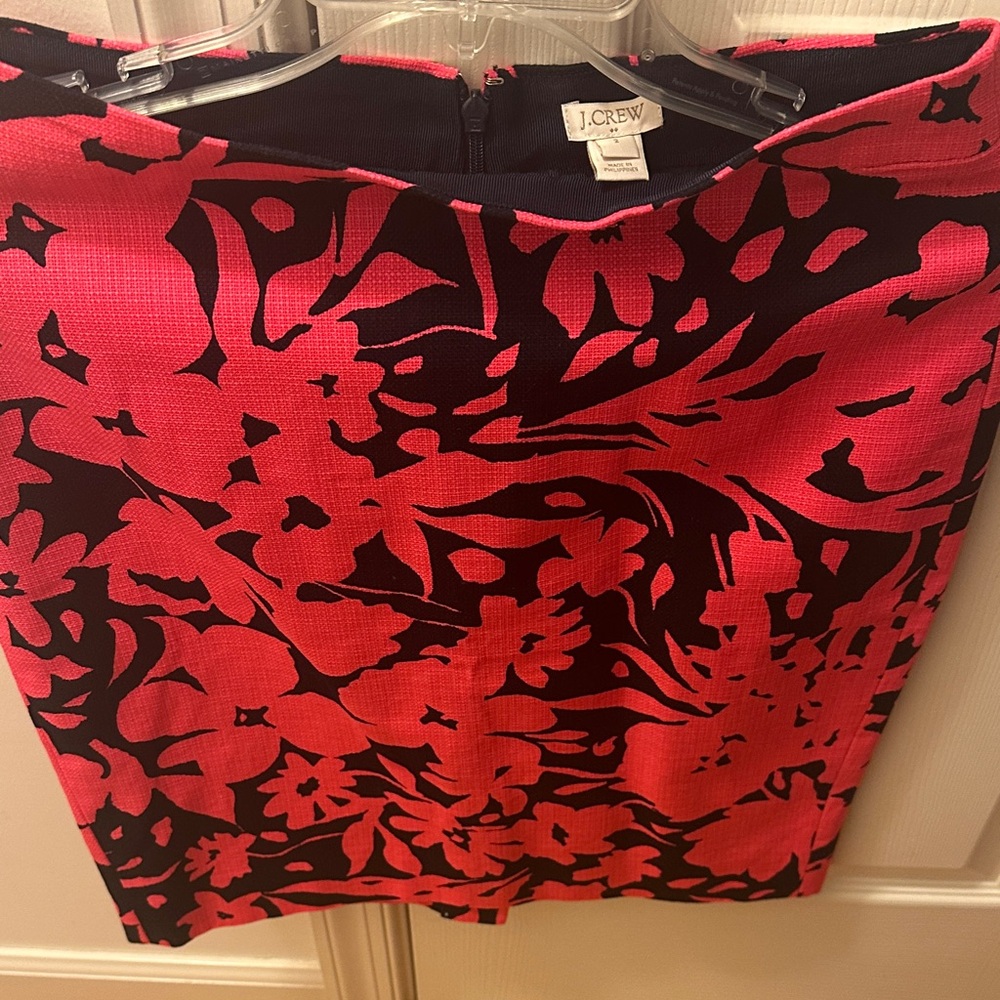 J. Crew Pink and Deep Navy Floral Women's Skirt 2